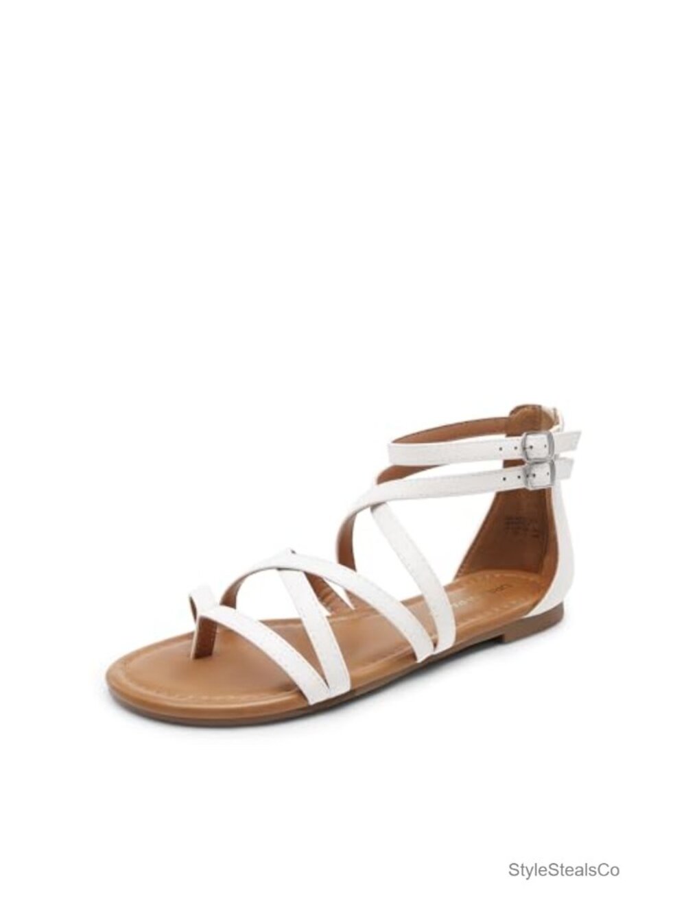 DREAM PAIRS Women's Strappy Gladiator Flat Sandals Faux Leather Adjustable Zip